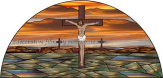 Crucifixion Arch Religious Stained Glass Window Film