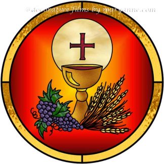 Wheat and Chalice 2 Religious Stained Glass Window Film