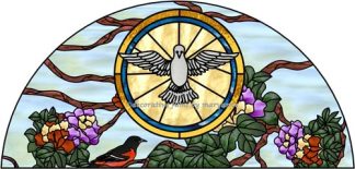 Dove and Flowers Arch 2 Religious Stained Glass Window Film