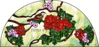 Oriental Flower Arch Red Flower Stained Glass Window Film