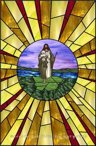 Christ the shepherd 3 Religious Stained Glass Window Film